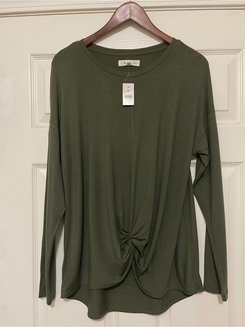 Lou & Grey Forest Green Long Sleeve Knot Top